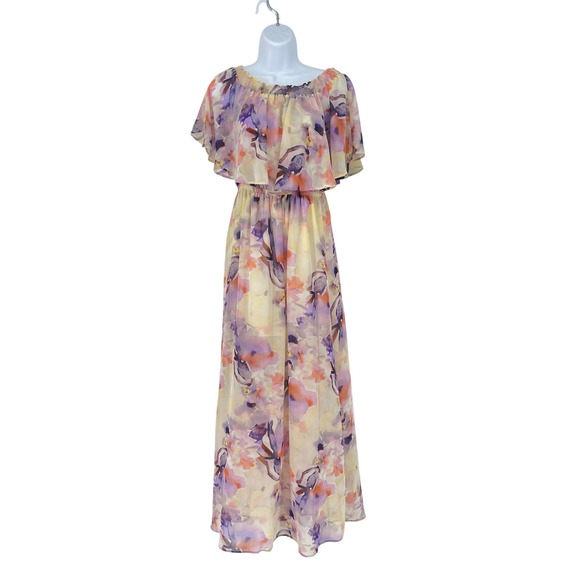 Show Me Your Mumu Maxi Dress Floral Print Smocked Off Shoulder Size L Wedding - Picture 1 of 4